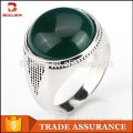 925 sterling silver jewelry natural green agate gemstone ring simple design mens